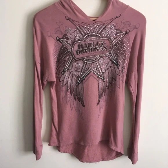 Harley-Davidson | Tops | Harley Davidson Dusty Rose Rhinestone 